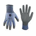 Ge PU Dipped Gloves, 18 GA, Blue/Gray, 1 Pair, L GG207LC